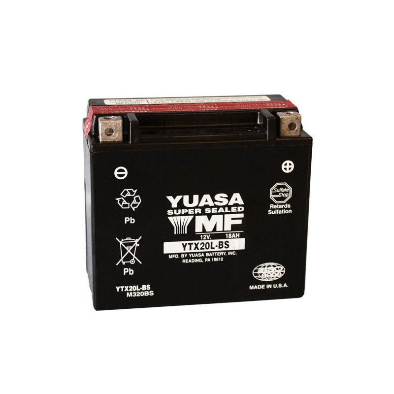 BATTERIA YUASA YTX20L-BS (SIGILLATA CON ACIDO A CORREDO)